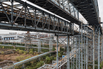 Steel framework at abandoned factory