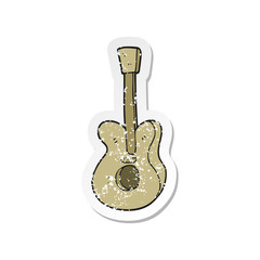 retro distressed sticker of a cartoon guitar