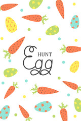 Cute vector Easter card. Easter eggs, spring holiday. Greeting card. Egg hunt