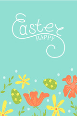 Cute vector Easter card. Easter eggs, spring holiday. Greeting card. Happy easter.
