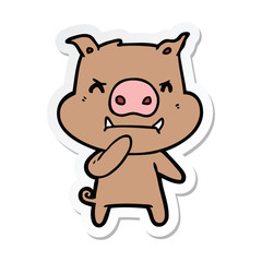 Obraz na płótnie Canvas sticker of a angry cartoon pig