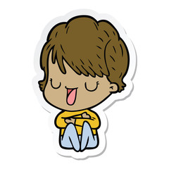 sticker of a cartoon woman talking