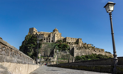 Aragonese castle bridge. forio, Ischia Italy