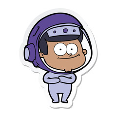 sticker of a happy astronaut cartoon