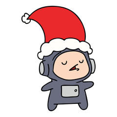 christmas cartoon of kawaii astronaut
