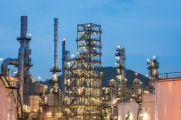 Oil Refinery factory Petroleum at night