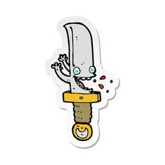 sticker of a crazy knife cartoon character