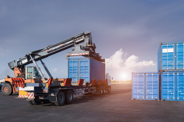 Cargo forklift handling container
