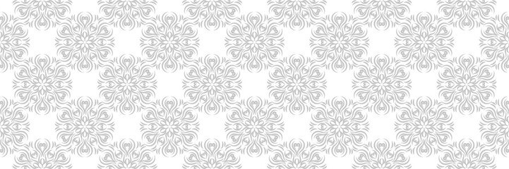 Gray floral seamless pattern. On white background