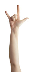 Female hand shows gesture