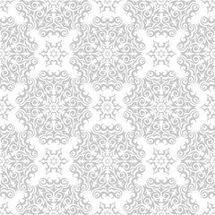 Gray seamless floral pattern on white background