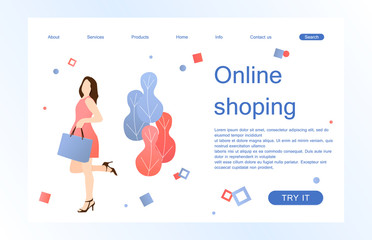 Landing page template of online shoping .Modern flat design concept of web page design for website and mobile website. Vector illustration in flat design.