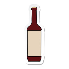 sticker of a quirky hand drawn cartoon wine bottle