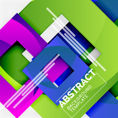 Obraz premium Color square composition with text. Geometric abstract background