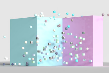 colorful balls and cubes, 3d rendering