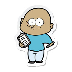 sticker of a cartoon bald man staring