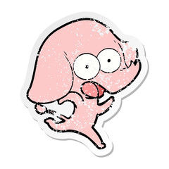 distressed sticker of a cute cartoon elephant