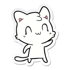 Obraz na płótnie Canvas sticker of a cartoon happy cat