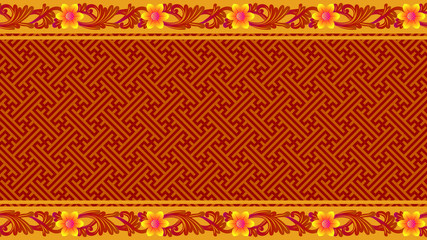 Balinese Traditional Carving Style Woven Bamboo Decorative Seamless Pattern - obrazy, fototapety, plakaty