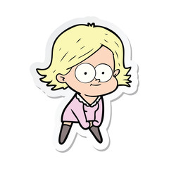 sticker of a happy cartoon girl