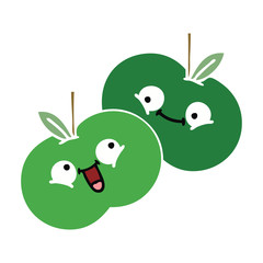 flat color retro cartoon apples