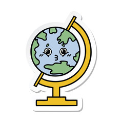 sticker of a cute cartoon globe of the world