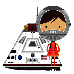 Cute Cartoon Astronaut with Space Capsule © Mark