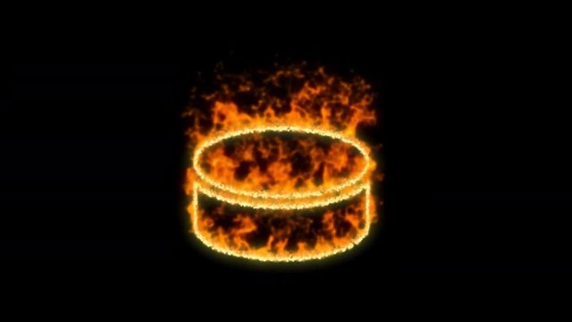 hockey puck symbol inflames. Then disappears. In - Out loop. Alpha channel Premultiplied - Matted with color black