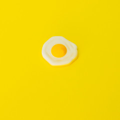 Fried eggs on a yellow background. The concept of minimalism.