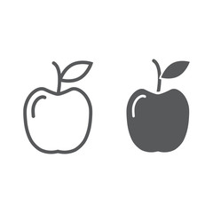 Apple line and glyph icon, food and meal, fruit sign, vector graphics, a linear pattern on a white background.