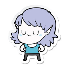 Obraz premium sticker of a happy cartoon elf girl
