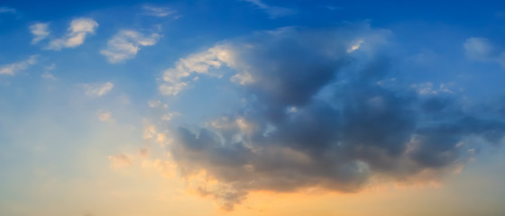 Naklejka na ściany i meble Panorama of dramatic sky with clouds
