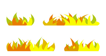 Set of autumn grass silhouettes.