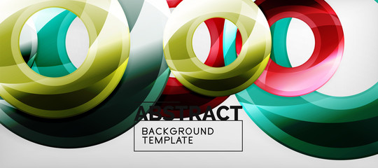 Modern geometric circles abstract background, colorful round shapes with shadow effects