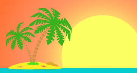 Fototapeta na wymiar An island with a palm tree.