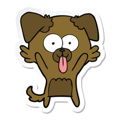 sticker of a cartoon dog with tongue sticking out