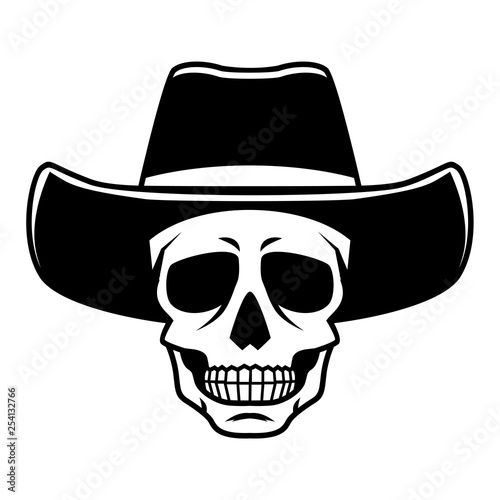 Skull in cowboy hat, Vector Illustration