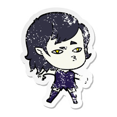 distressed sticker of a cartoon vampire girl