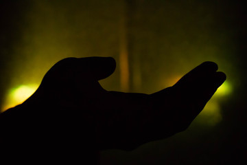 hand and fountain