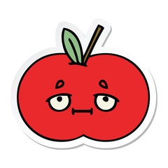 sticker of a cute cartoon red apple