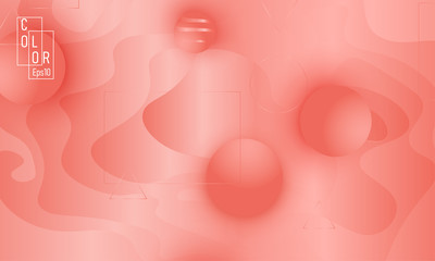 Coral color background. Fluid shapes pattern.