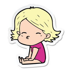 sticker of a cartoon woman sitting