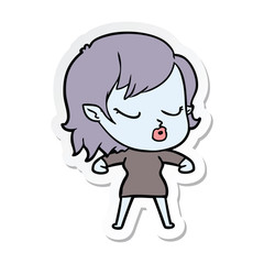 sticker of a cute cartoon vampire girl