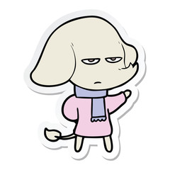 sticker of a annoyed cartoon elephant