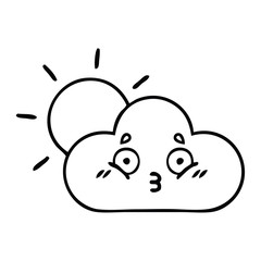 line drawing cartoon sunshine and cloud