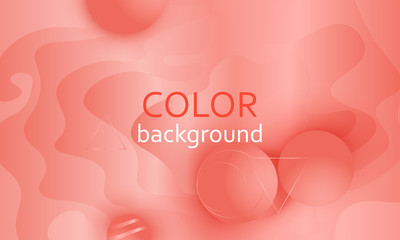 Coral color background. Fluid shapes pattern.