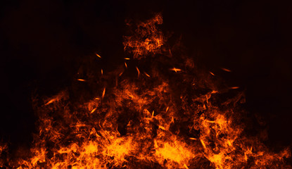 Fire, heat, passion, texture. Fire particles embers background . Design element.