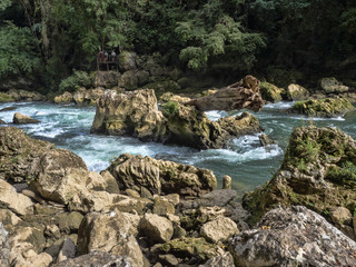Naklejka na ściany i meble the Cahabon River, forms numerous cascades, Semuc champey, Guatemala.