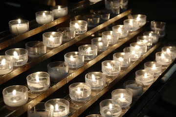 Burning candles in the temple