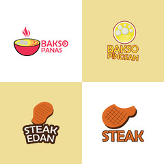 Restaurant Logo. Meatball and steak Logo Design.